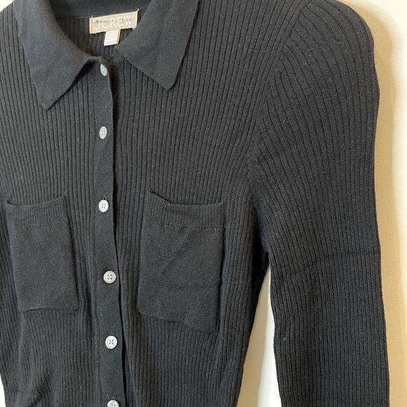 J. Crew Tops - J.Crew Collared Button Up Sweater Merino Wool Blend Long Sleeves CK393 FLAW